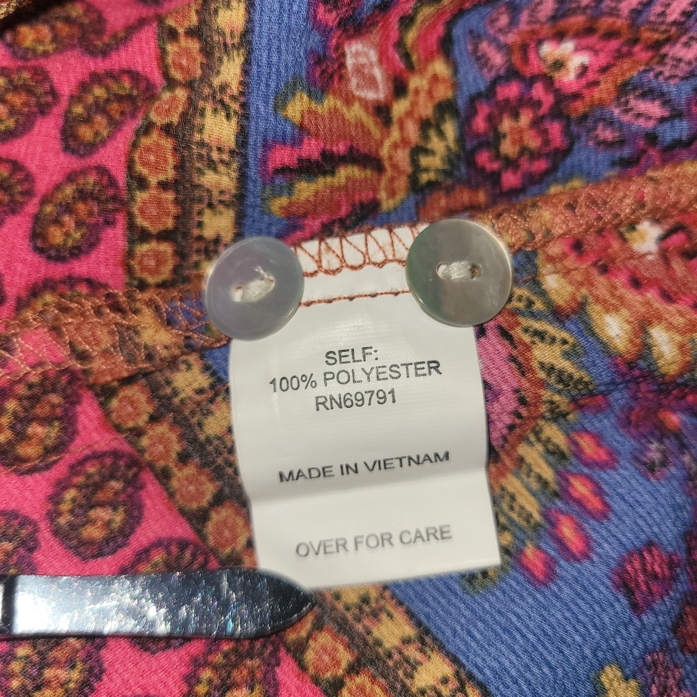 Medium Fig & Flower Patchwork Boho Multicolor Tie… - image 5